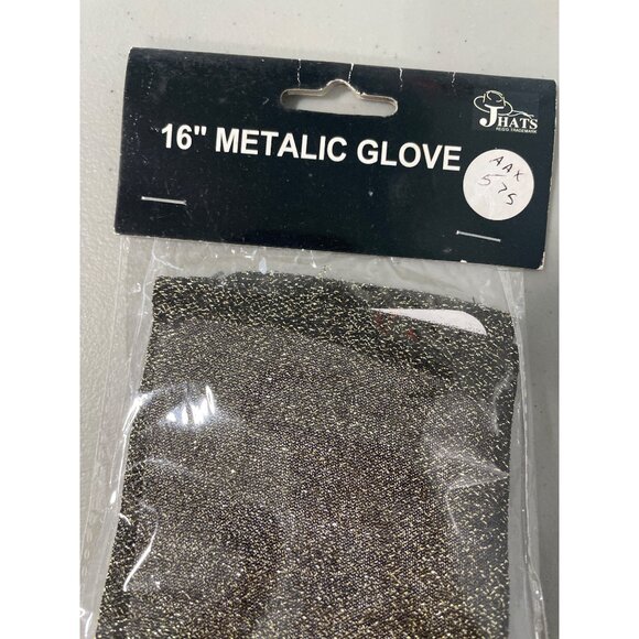 JHats Metallic Glove One Size 16 Inch Black Gold Sparkling Costume Halloween NEW - Picture 3 of 6